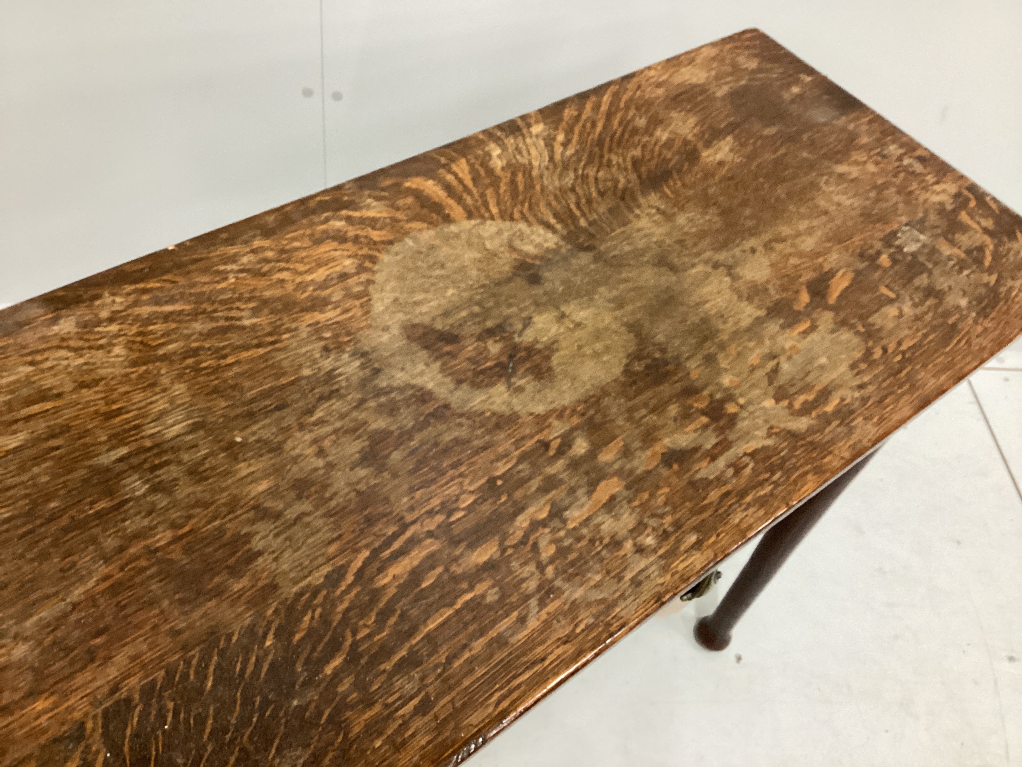 An oak rectangular side table, bears George V Royal cypher, width 99cm, depth 45cm, height 74cm